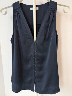 Joie Navy V-Neck Button-Front Sleeveless Camisole